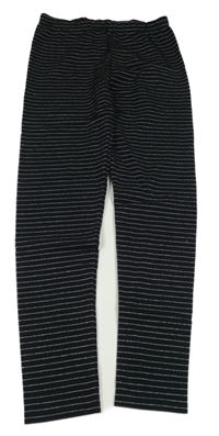 Čierno-strieborné pruhované teplákové legíny YIGGA