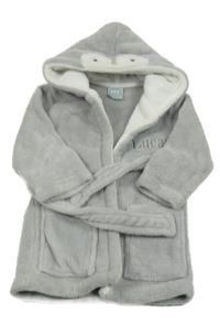 Šedý plyšový župan s kapucí - tučňáček 