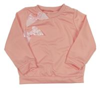 Svetloružová mikina s mašľami SHEIN