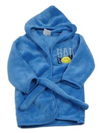 Modrý plyšový župan se smajlíkem a kapucí Smily