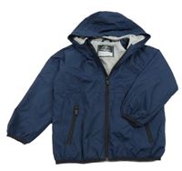 Tmavomodrá kostkovaná šusťáková jarní bunda s kapucí George