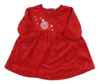 Červené sametové šaty s květy Adams