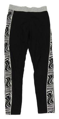 Čierno-bielo-strieborné legíny so vzorom Matalan