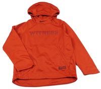 Červená thermo mikina s nápisem a kapsou a kapucí Nike