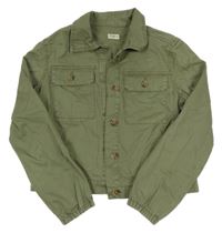 Khaki rifľová košeľová crop bunda s hviezdičkou F&F