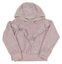 Svetloružová plyšová mikina s volánikom a kapucňou Matalan