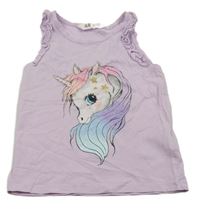 Svetlofialový top s jednorožcom a kanýrky H&M