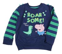 Tmavomodro-zelená mikina s Peppa Pig a pruhmi character