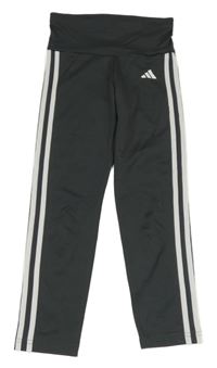 Tmavošedo-bílé funkční sportovní legíny Adidas