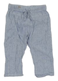 Modro-biele pruhované ľanové nohavice H&M