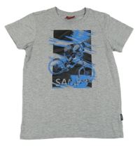 Sivé melírované tričko s bicyklom Apparel