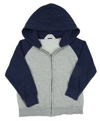 Šedo/melírovano-tmavomodrá prepínaci mikina s kapucňou H&M