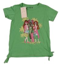 Nové - zelené melírované tričko s dívkami BREAKOUT