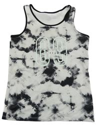 Bielo-čierny batikovaný športový top s číslom C&A