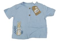 Nové - světlemodré mušelínové tričko s králíčky - Peter Rabbit Tu