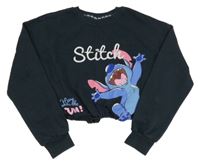 Tmavomodrá crop mikina so Stitchem PRIMARK