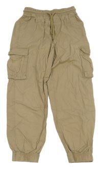 Béžové cargo cuff plátenné nohavice TERRANOVA