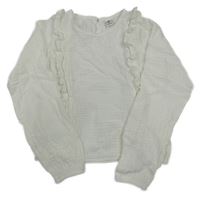 Biela mušelínová crop blúzka s volánikmi YIGGA