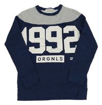 Tmavomodro-šedá/melírovaná mikina s číslom H&M