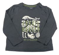 Sivé tričko s dinosaurami a nápismi Primark