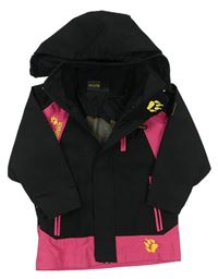 Čierno-ružová softshellová funkčná bunda s kapucňou Jack Wolfskin