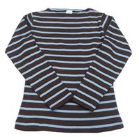 Tmavohnědo-modré pruhované mikinotriko Petit Bateau