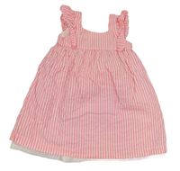 Ružovo-biele prúžkované krepové šaty s volánikmi Primark