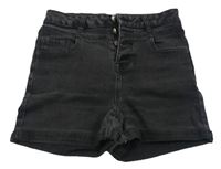 Čierne rifľové high waist kraťasy New Look
