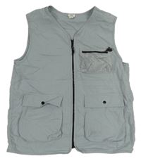 Modrošedá šušťáková vesta so sieťovanou vreckom River Island