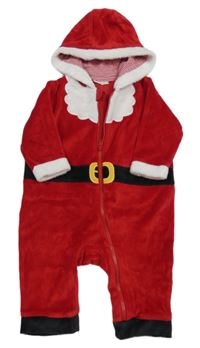 Červeno-biela zamatová kombinéza s kapucí - Santa Next