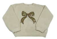 Béžový sveter s mašlí z flitrů H&M