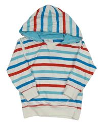 Bielo-modro-červená pruhovaná mikina s kapucňou Topomini