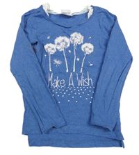 Modré melírované triko s pampeliškami a kamínky Topolino