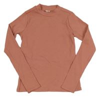 Staroružové rebrované tričko so stojačikom Hema