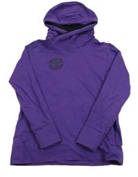 Fialová mikina s potiskem a kapucí