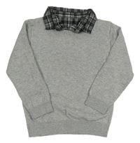 Sivý melírovaný sveter s košeľovým golierom Matalan