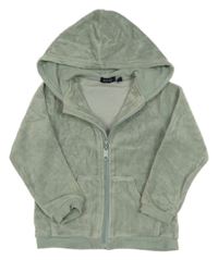 Zelenošedá zamatová prepínaci mikina s kapucňou Blue Seven