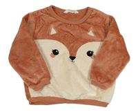 Hnedo-béžová chlpatá mikina s veverkou H&M