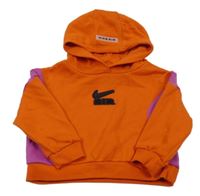 Červeno-fuchsiová mikina s logem a kapucí Nike Air