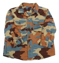 Pískovo-modro-vínová army rifľová košeľová bunda Next