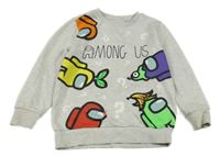 Svetlosivá melírovaná mikina s Among Us