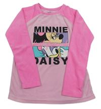 Růžovo-neonově růžová plyšová pyžamová mikina s Minnie a Daisy Primark