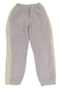 Lila-smetanové chlupaté tepláky Tu