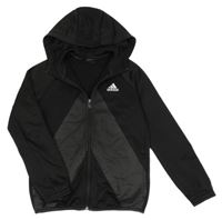 Černá sportovní propínací funkční mikina s logem a kapucí Adidas