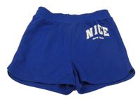 Safírové teplákové kraťasy s nápisem H&M