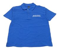 Modré polo tričko s nápisom