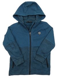 Petrolejovo-melírovaná prepínaci mikina s nášivkou a kapucňou George