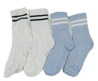 2x ponožky s pruhy - světlemodré + bílé