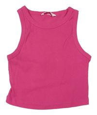 Tmavoružový rebrovaný crop top H&M