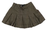 Hnedo-čierno-modrá kockovaná skladaná sukňa Zara